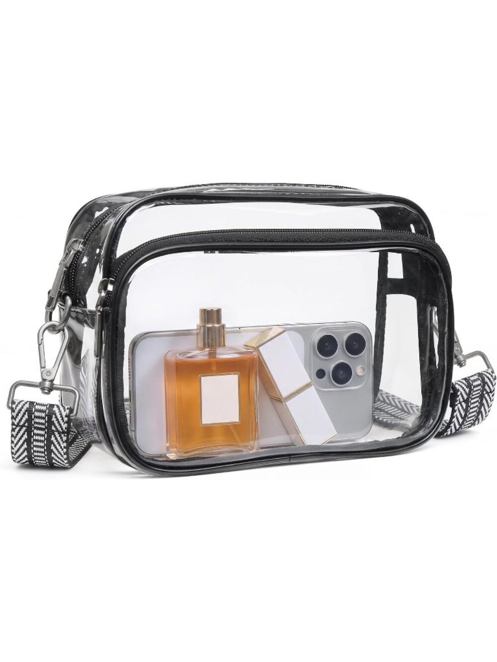 Women's Clear Black-2 Small PU Leather Crossbody Bag Purse Shoulder Handbags